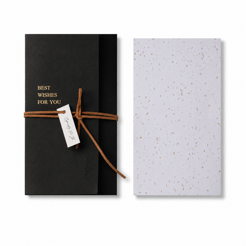 10 Black & Gold Foil Folded Greeting Card Set