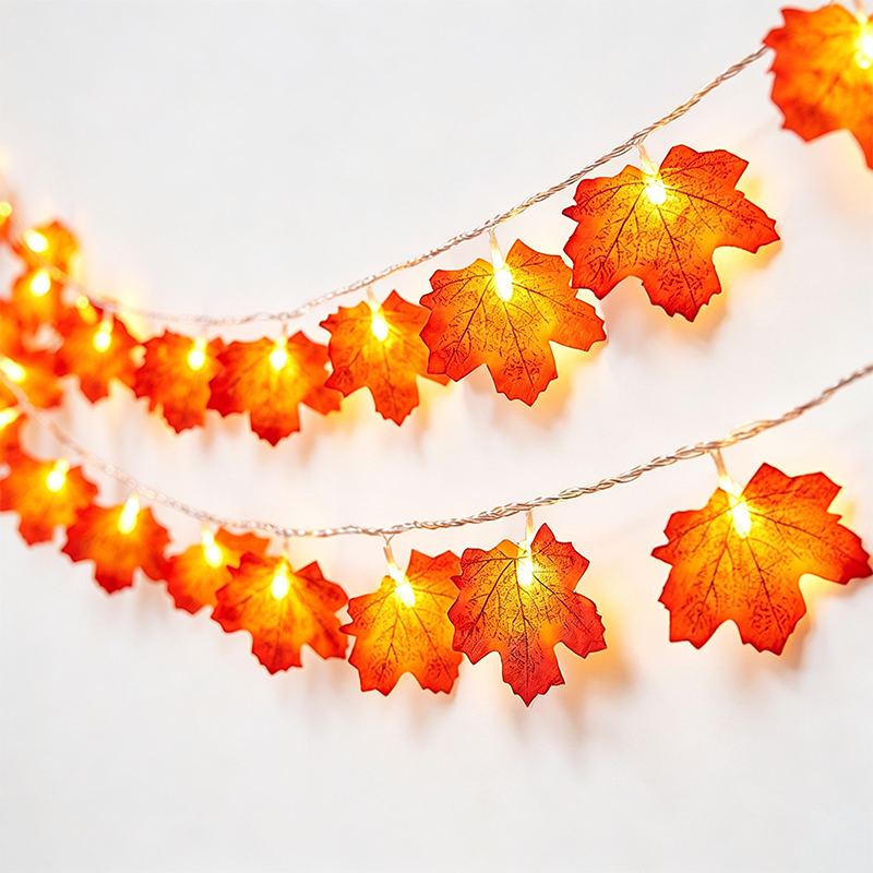 Maple Leaf Eight‑Lobe Pumpkin String Light