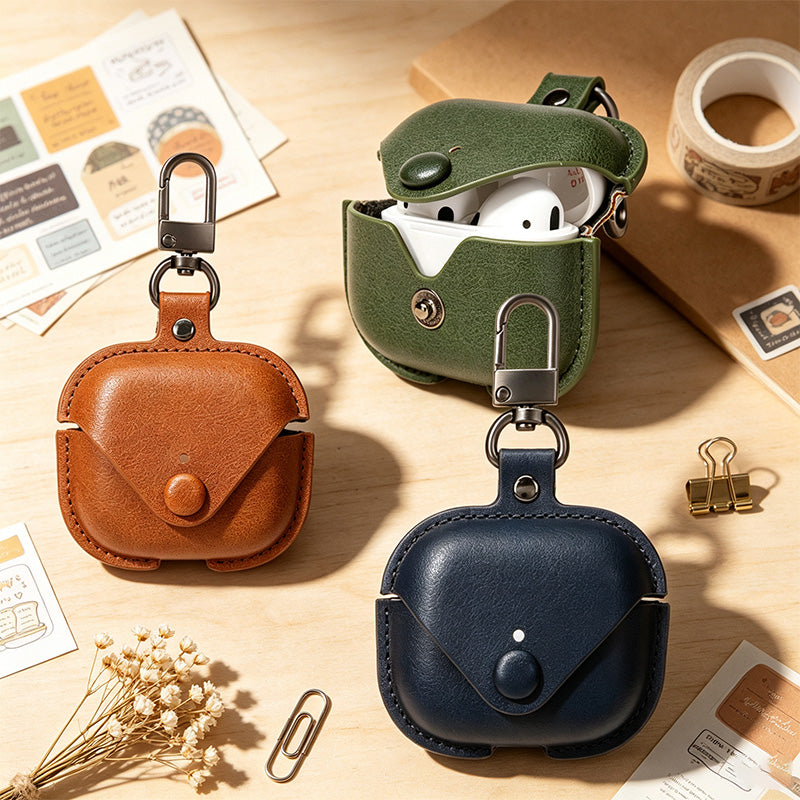Leather Earbud Case With Carabiner