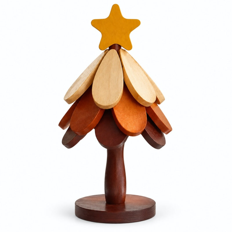 Large Christmas Tree Shaped Wooden Trivet Set