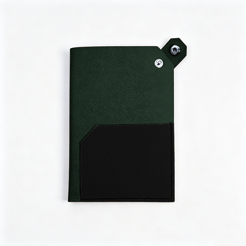 Color‑Block Leather Snap Card Holder