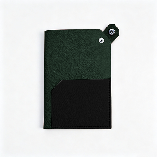 Color‑Block Leather Snap Card Holder