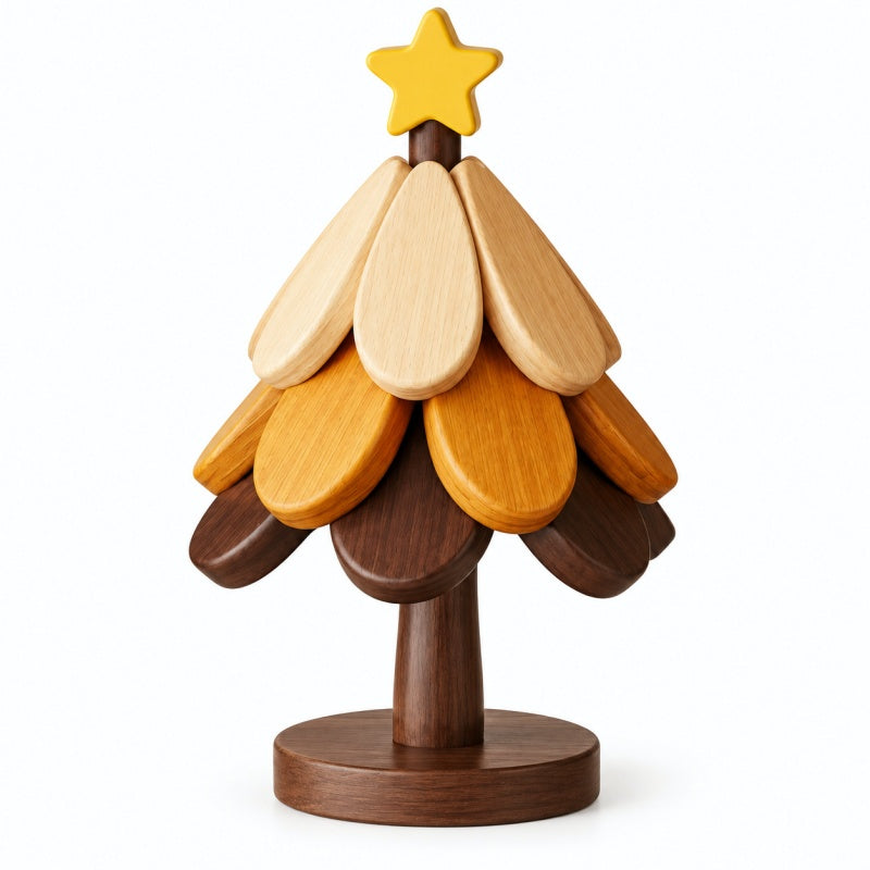 Large Christmas Tree Shaped Wooden Trivet Set