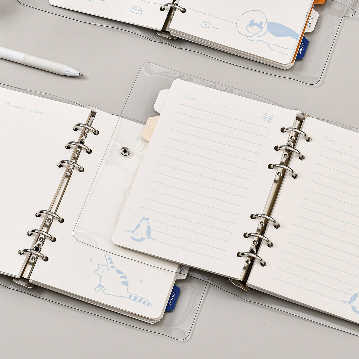 Cute Kitten Refillable Binder Notebook-Set of 4